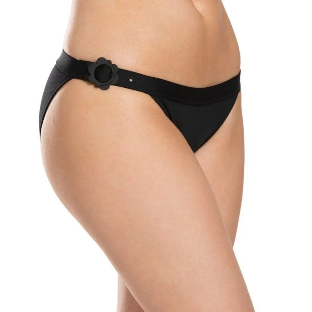 Kate Spade New York Women's Black Daisy Buckle Bikini Bottom Size XL